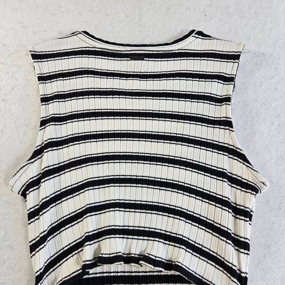 Volcom Mini Dress Womens M Black White Stone Stripe Open Back Stretch Summer - Picture 15 of 16